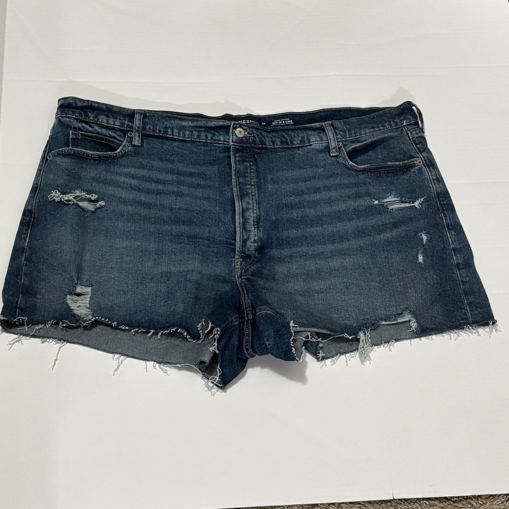 99% Cotton Women’s Plus Size 26W Old Navy High Rise Distressed Denim Mini Shorts